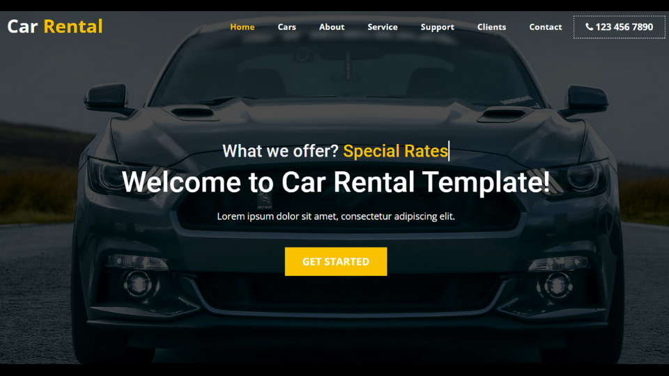 Homepage-Car Rental Landing HTML Template (STATIC IMAGE)