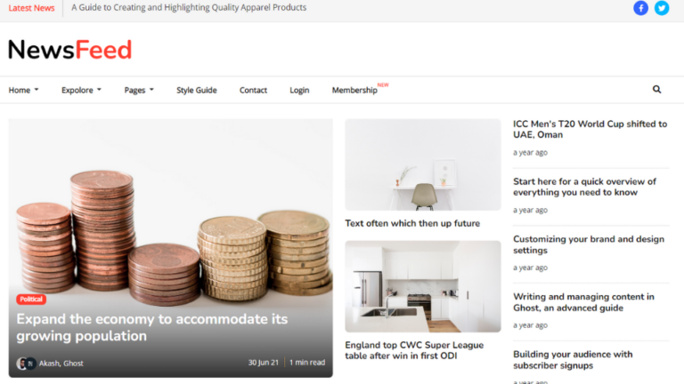 Homepage-Newsfeed - Multipurpose Ghost Magazine, Blog Theme