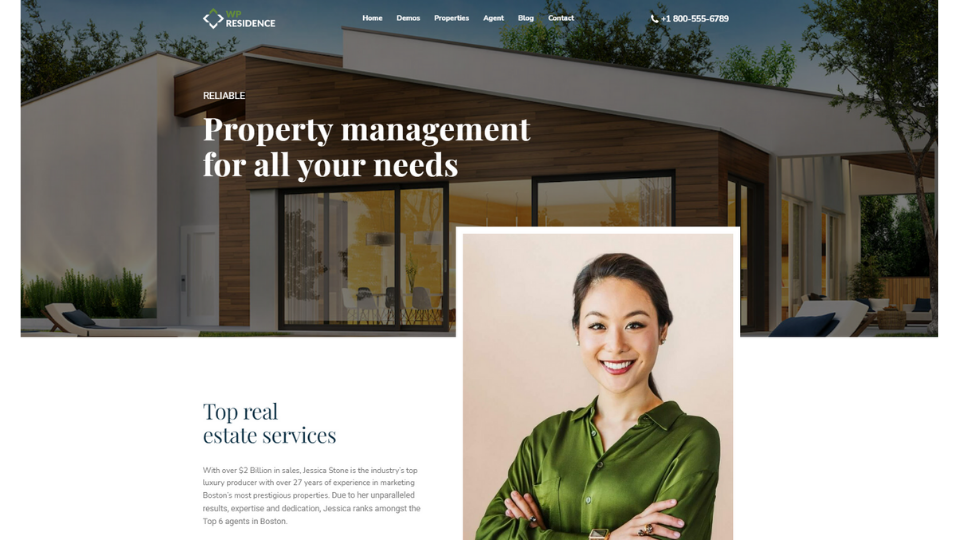 Homepage-Residence Real Estate WordPress Theme (Real Estate Demo)