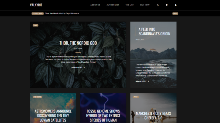 Homepage-Valkyrie - A Highly Visual Ghost Blog