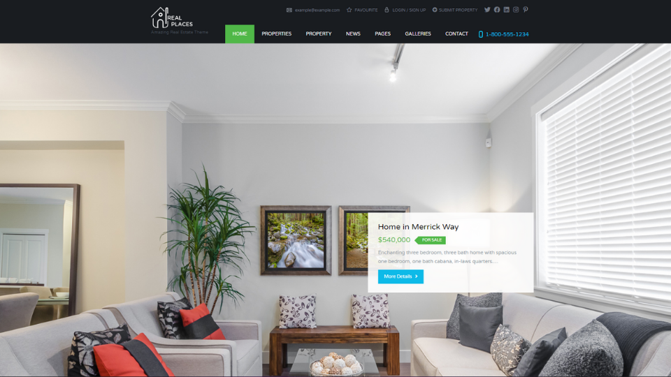 Homepage_RealPlaces - Estate Sale and Rental WordPress Theme (POSSIBLE VARIATION THREE)